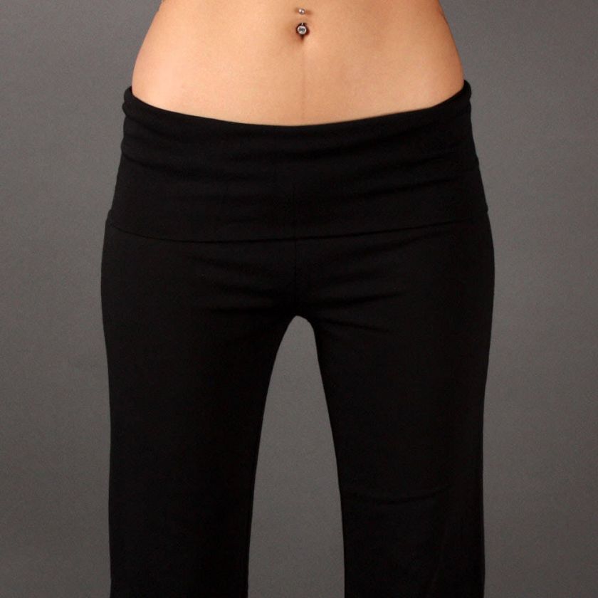 Sleek Foldover Stretch Soft Lounge Yoga Basic Casual Pants New Womens 