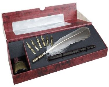 Turkey Feather Quill Pen with nib to dip into ink