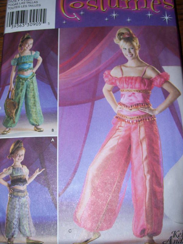 SIMPLICITY #3626 LADIES & GIRLS GENIE COSTUME PATTERN  