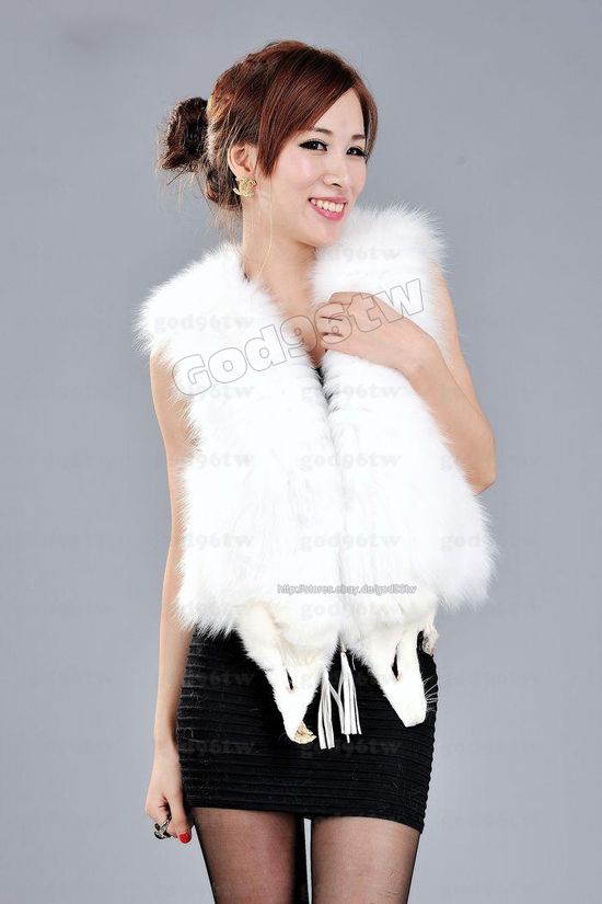 100% New Real Genuine Fox Fur Vest Jacket Coat Gilet Waistcoat Vintage 
