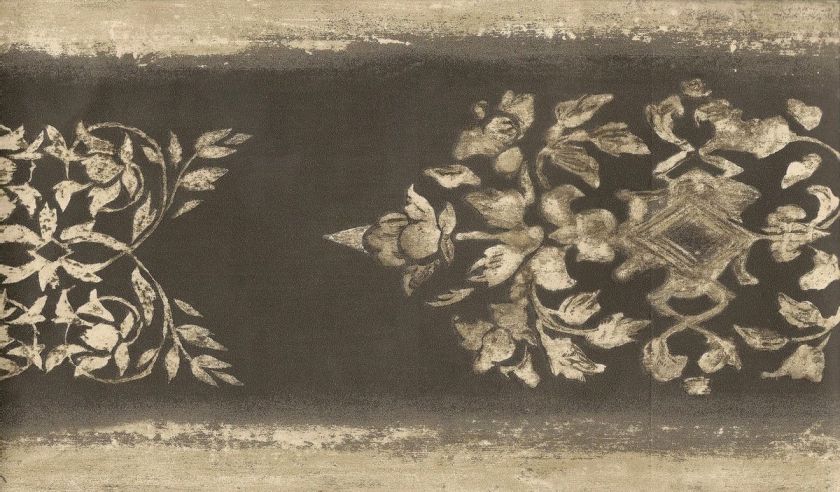   Wallpaper Border / Acanthus Medallion Wall Border/ Taupe Trim  