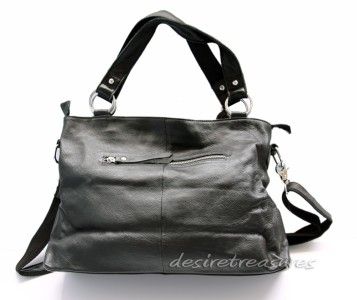High quality Italian Calf Leather Hand Bag Purse Black  