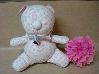 Baby Pratesi Bear Toy Made In Italy Pink Floral Cloth with Polyester 