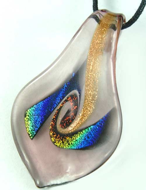 G2215 Posh Murano Lampwork Foil glass Leaf Bead Pendant  