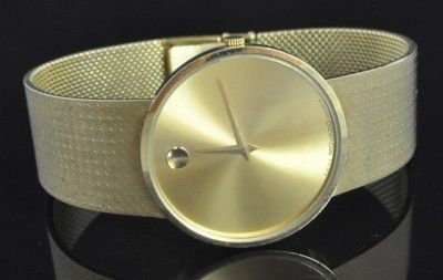   14K Yellow Gold Museum Dial Unisex Luxury Bracelet Wrist Watch  