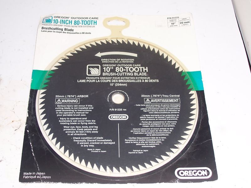 OREGON 10 80 TOOTH BRUSHCUTTING BLADE W/ A 20MM ARBOR  