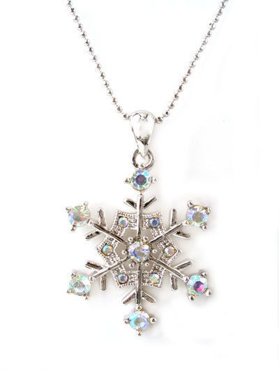 New Winter Silver Tone AB Crystal Snowflake Necklace Christmas N1769 