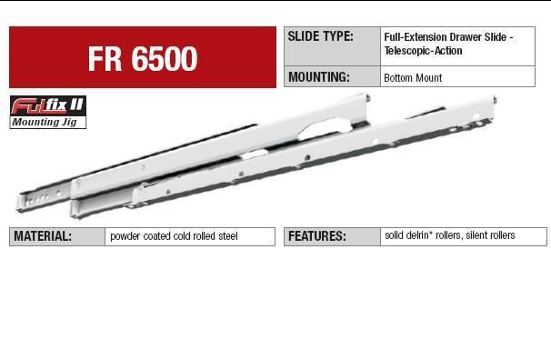 FULTERER FR6500 FULL EXTENSION DRAWER SLIDE 150 LB CAP BLACK  