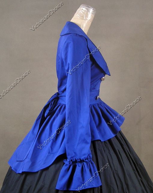 Civil War Victorian Cotton Satin Day Dress Ball Gown C009 L  