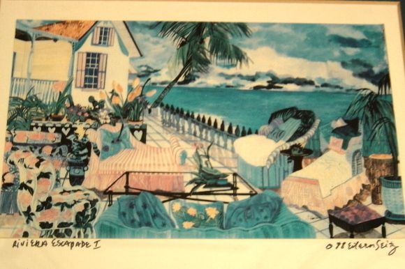 VINTAGE PRINT BY EILEEN SEITZ ~ RIVIERA ESCAPADE FRAMED  