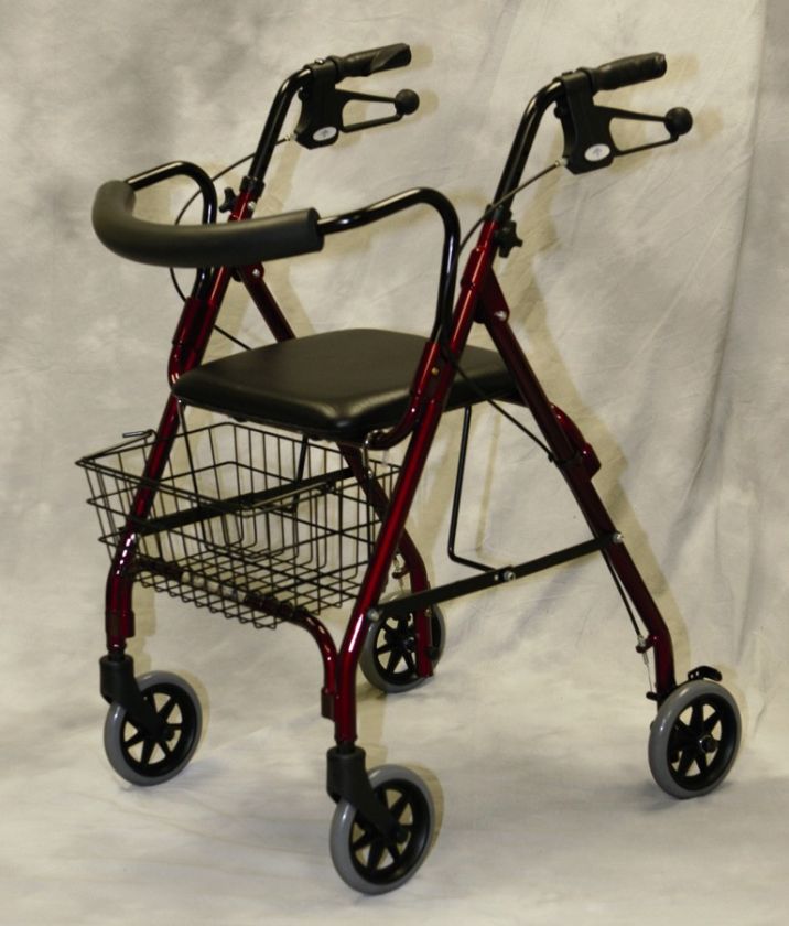 Medline Deluxe Rollator Rolling 6 Wheel Seat Walker 4 COLORS Light 