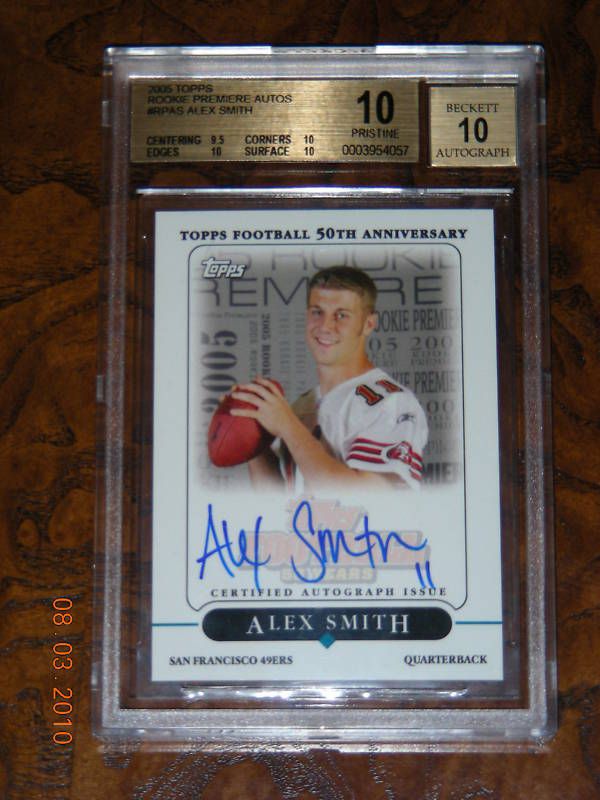 2005 (05) TOPPS ROOKIE PREMIERE ALEX SMITH AUTO RC PRISTINE BGS 10/10 