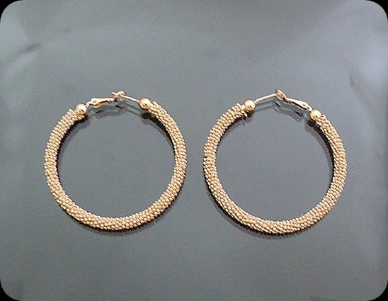 Glam Designer Inspired Rough Textured Hoop Earrings 4mm  