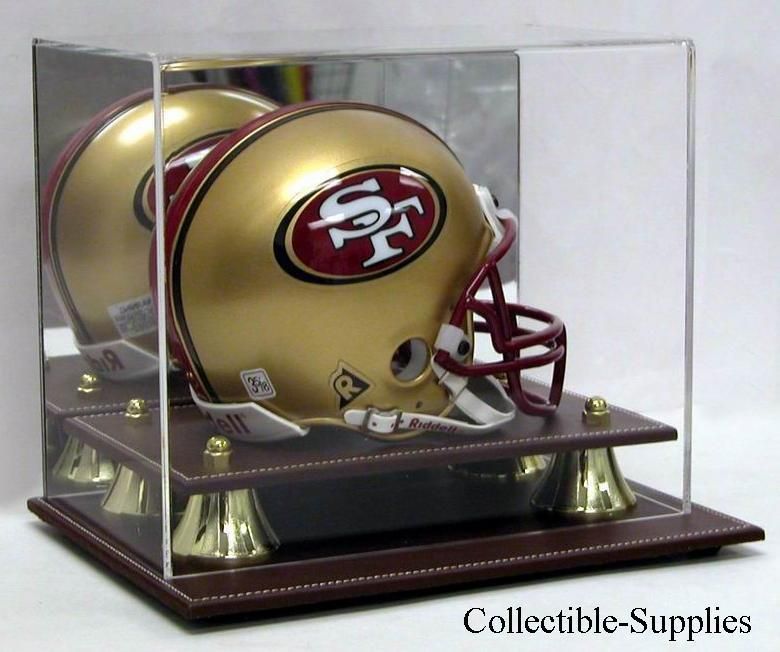 NEW EXECUTIVE MINI FOOTBALL HELMET LEATHER DISPLAY CASE  