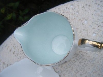   Anne Autumn Rose Bone China 17pc tea set Turquoise White Roses  