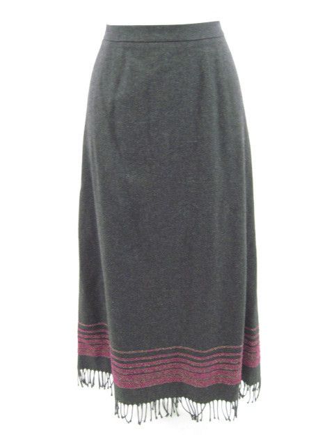 MELROSE STUDIO Gray Long Straight Fringe Skirt Sz 12  