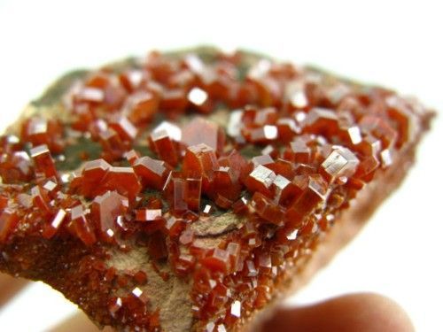 hexagonal Gemmy vermeil VANADINITE on matrix  M008  