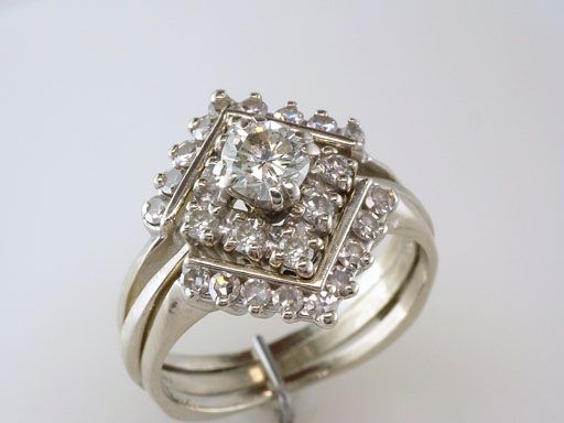   Deco Genuine Diamond 1.25ct 14K White Gold Engagement Wedding Ring Set