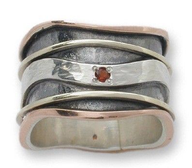 925 sterling SILVER & 9K rose GOLD spinner spinning motion RING with 