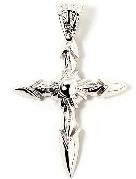 HEAVY LARGE KNIGHT CROSS SILVER BRASS BIKER BIG PENDANT  