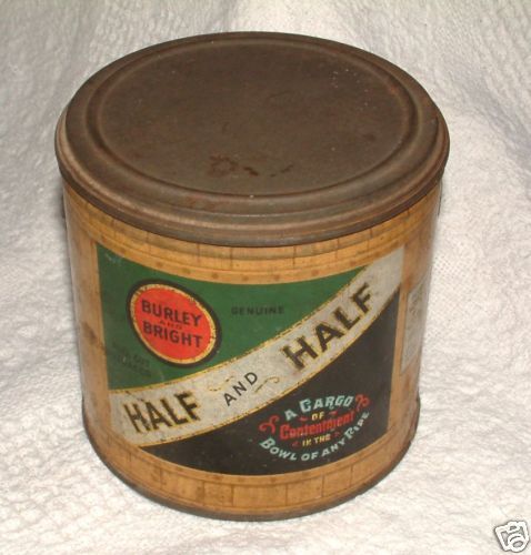 Vintage Burley and Bright. Half and Half. Tobacco Tin.  