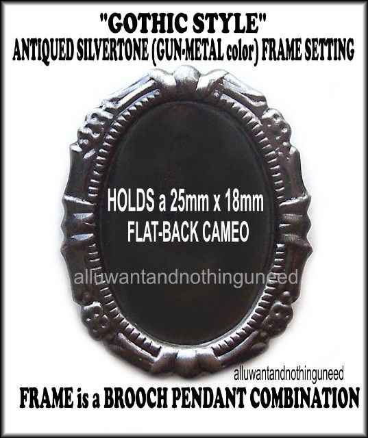 GOTHIC ANT SILVERTONE 25mm x 18mm CAMEO FRAME SETTING  