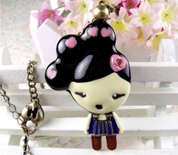 Vintage Harajuku Lovers Cute little Mirro Open Necklace  