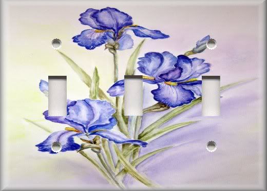   Switch Plate Cover   Floral   Spray Of Purple Iris Flowers   Irises