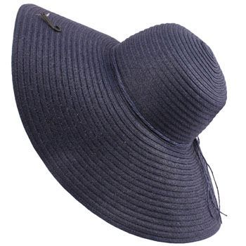 UPF 50 Sun Beach Hat Floppy Ribbon Large 6 Brim Navy  