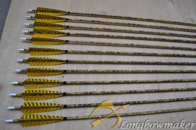   Handmade Carbon Archery 6 Arrows Longbow feathers Camouflage  