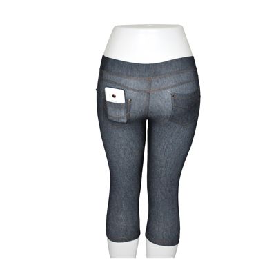 Blue Denim Skinny Jeans Style Short Leggings W/Pockets  