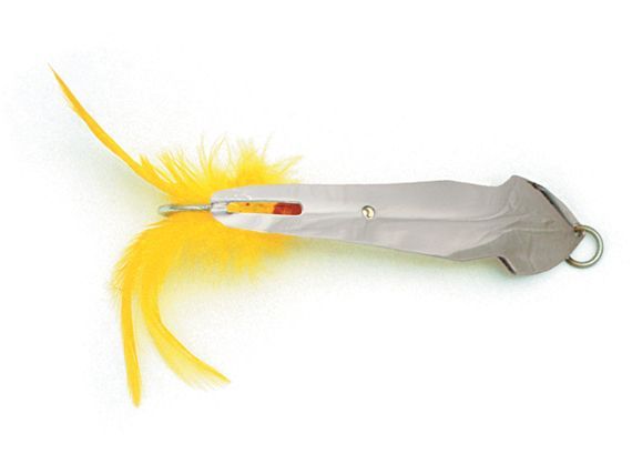 Pet Spoon   Chrome/Yellow Feather   Many Sizes  