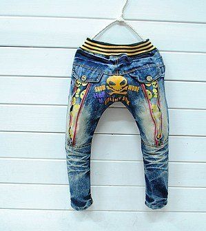 FULINYJOK☆ SKULL & CROSSBONES KOREAN DESIGNER SKELETON JEANS 