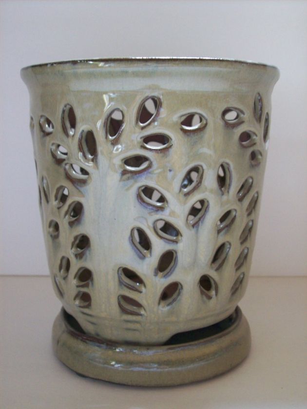 Medium Tall Decorative Ceramic Orchid Pot Supplies Tan  