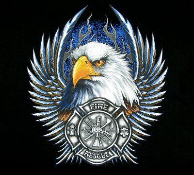 FIREMEN FIRE FIGHTER SHIELD EAGLE FLAMES T SHIRT WS79  