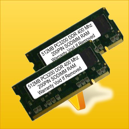 1GB 2 x512MB RAM DDR PC3200 400MHZ LAPTOP MEMORY SODIMM  