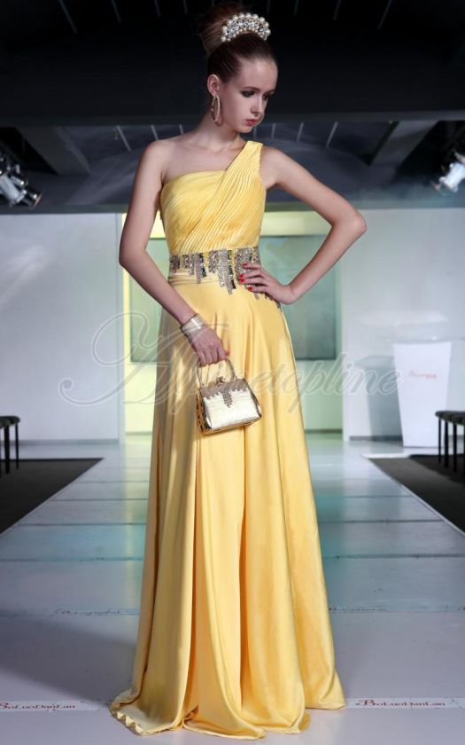   Ruffles One Shoulder Cocktail Prom Jewelry Dress Evening Gown  