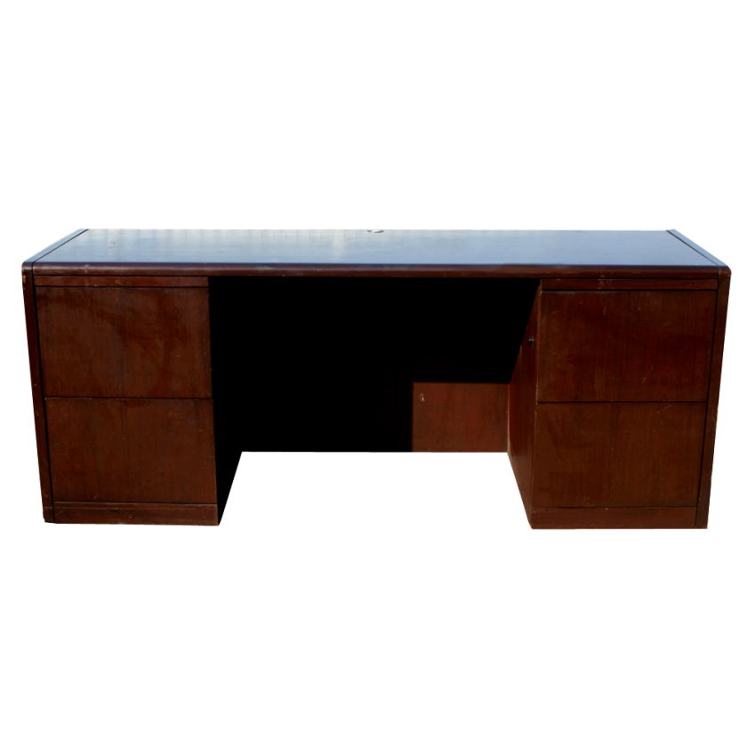 72 Mid Century Modern Wood Kneehole Credenza  