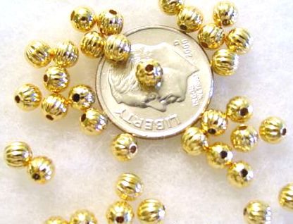 1000 Very Nice Gold Plated Melon Beads 4MM BULK  