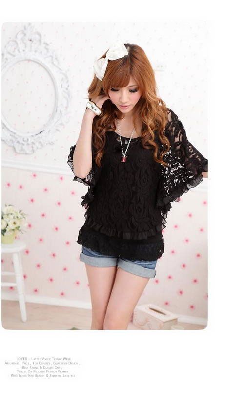 Korea Women Lace Top Sexy Off Shoulder T Shirt Tank 2 Pieces 