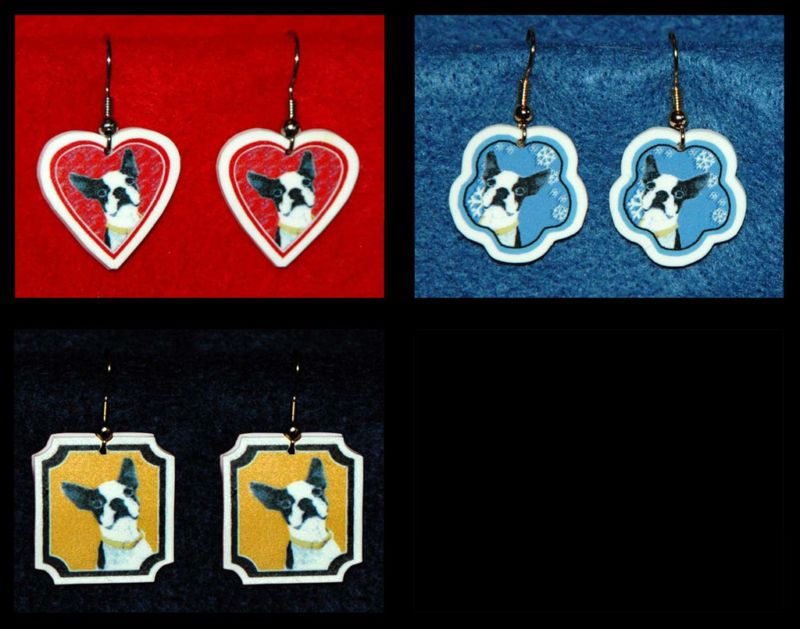 Boston Terrier Dog Handmade Jewelry Earrings  