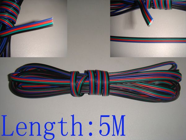 5m 4 pin LED RGB cable wire extension cord for 5050/3528 LED RGB light 