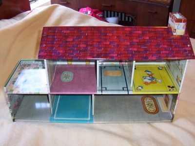 1950S MARX TIN DOLL HOUSE DISNEY W/ FURNITURE EXCELLENT  