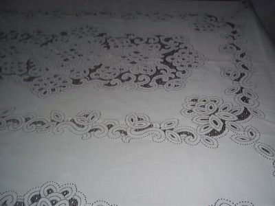 WHITE ANTIQUE BATTENBURG LACE TABLECLOTH TABLE ACCENT RECTANGLE 64 