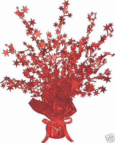 RED STARS   FOIL SPRAY CENTREPIECE   BALLOON WEIGHT  