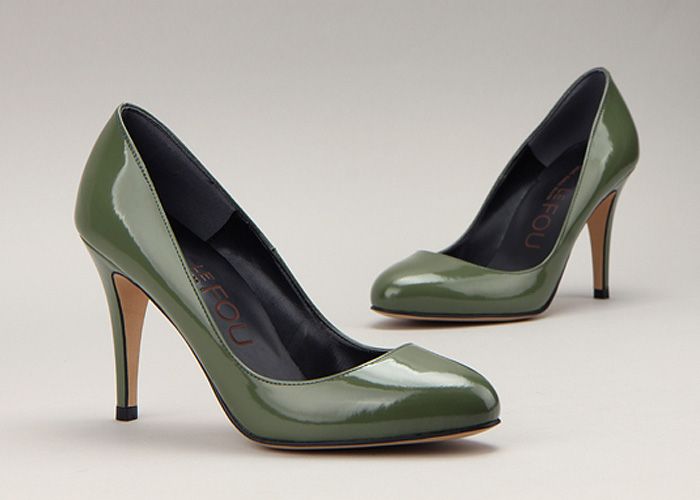 11252 Patent Leather Handmade Basic Pumps Heels Green US  