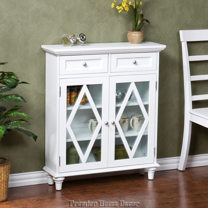 Distressed Bathroom Kitchen Storage Cabinet W/ Shelves  