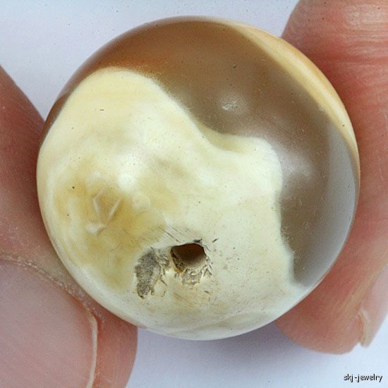 Ancient Spherical Agate Bead 21mm   Collectible Old Bead  