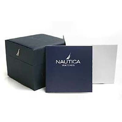 NEW Nautica Mens Black Leather Chronograph Watch N15546G  