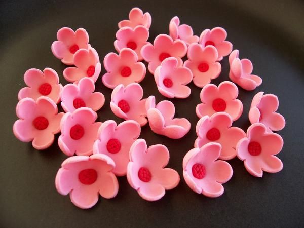 Dozen pink cherry blossom Cake Decorations  